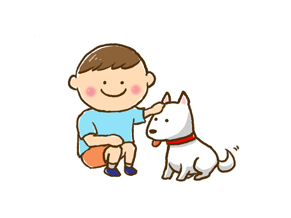 a little boy with his doggy