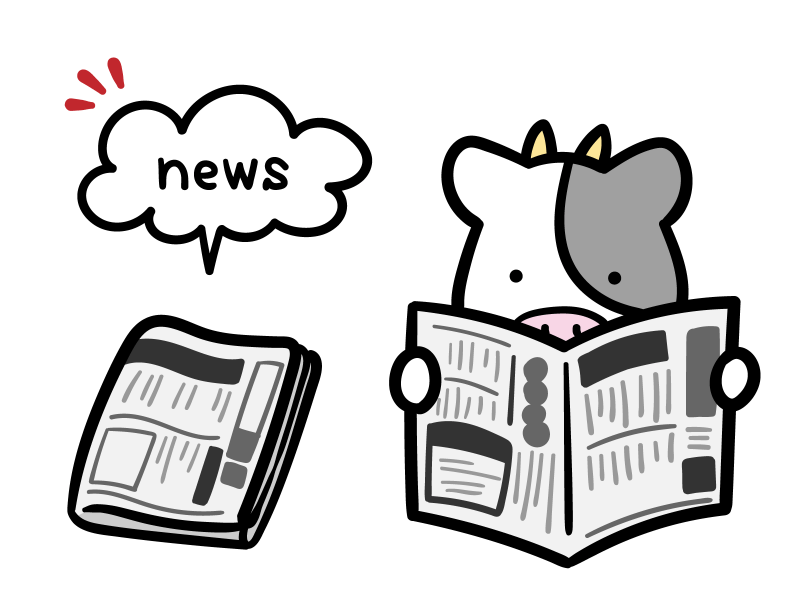 a cow reading a newspaper